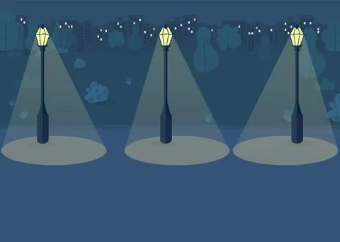 Night park flat color vector illustration Stock-Illustration