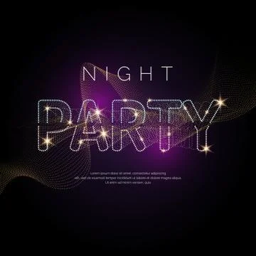 Night Party. Abstract background with a dynamic waves and particles. Stock Illustration