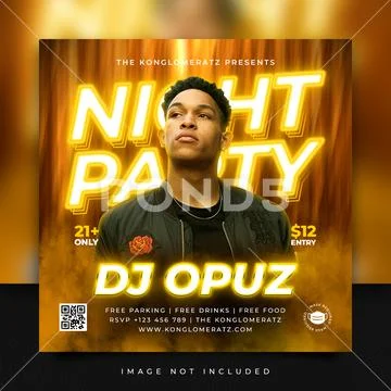 PSD Template: Night Party Club Flyer Instagram Social Media Post Template  and web banner #167876031