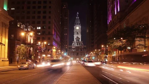 Night Philadelphia pre-cutted multiple clips timelapse Stock Footage 71966496