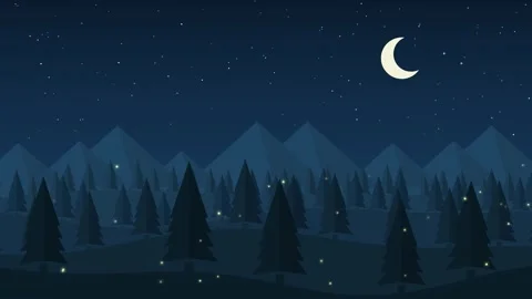 Night pine forest with glowing fireflies Vídeo Stock 348271140