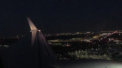 Night Plane City Lights Stock Footage 79183434