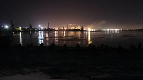 Night port timelapse 4k Stock Footage 10768098