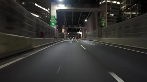 Night POV Driving on Inner Circular Route near Roppongi, Tokyo Stock Footage 334677536