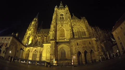 Night Prague Castle frontview and a biker Video stock 58679495
