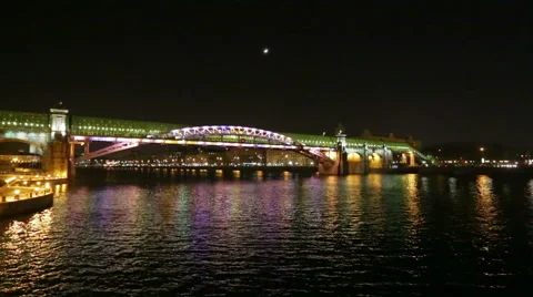 Night quay in the city Stock Footage 47209627