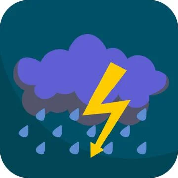 Night Rain with Lightning, Simple Icon With  Dark Blue Background Ilustración de archivo