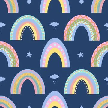 Night rainbow. Seamless vector pattern. 스톡 일러스트