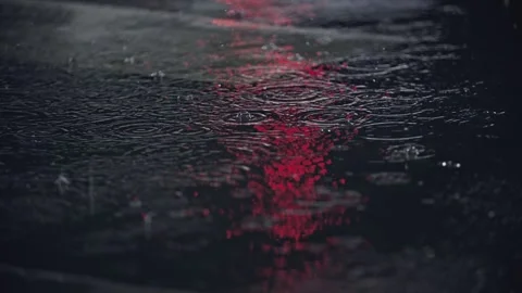 Night - Rainy pavement  Stock Footage 257890418