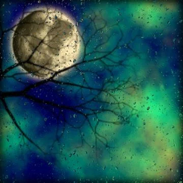 Night at the rainy window Stock Illustration