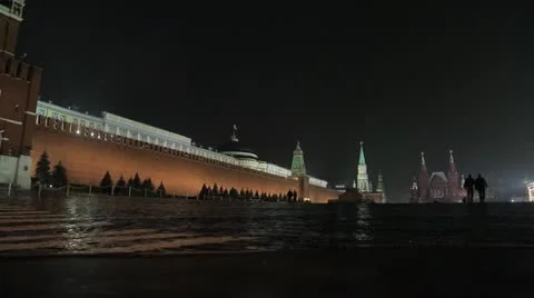 Night red square pan Stock Footage 12354235