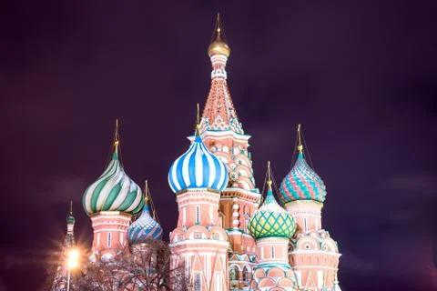 Night red square in winter Stock Photos