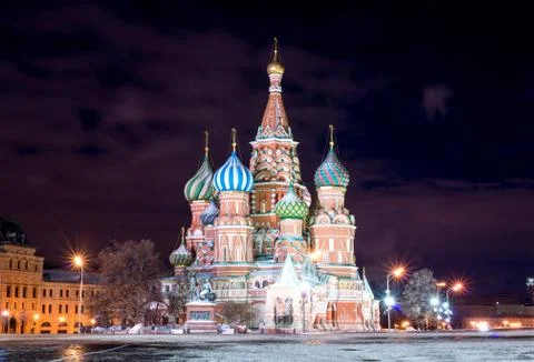 Night red square in winter Stock Photos