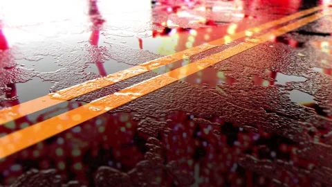 Night reflection of a wet road. Timelapse. Stock Footage 143859405
