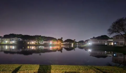 Night Reflections in a Lake Stock Photos