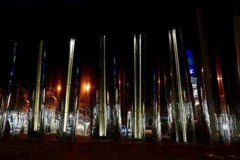 Night reflections from Len Lye Centre Stock Photos