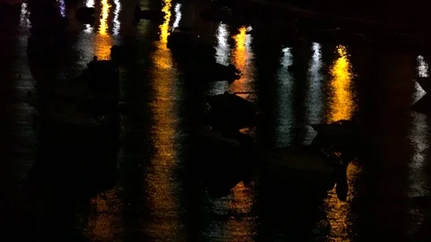 NIGHT REFLECTIONS ON WATER Stock Footage 113874879