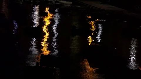 NIGHT REFLECTIONS ON WATER Stock Footage 113874889
