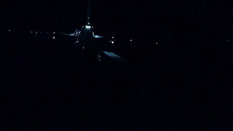 Night refueling in the air Stock Footage 123520116