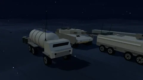 Night refuelling point armour queued Stock Footage 342253666