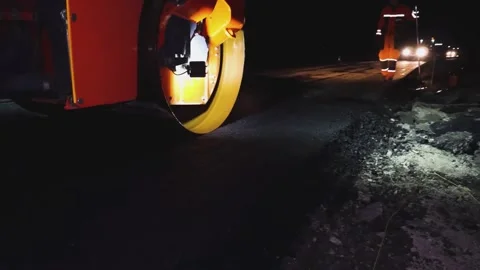 Night repair work on the road Stock Footage 269362586