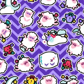 Night rest, bedtime vector seamless pattern Stock Illustration