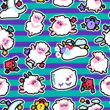 Night rest, bedtime vector seamless pattern Stock Illustration