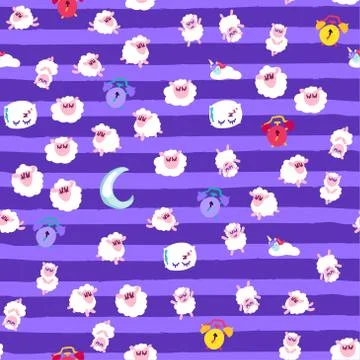 Night rest, bedtime vector seamless pattern Stock Illustration