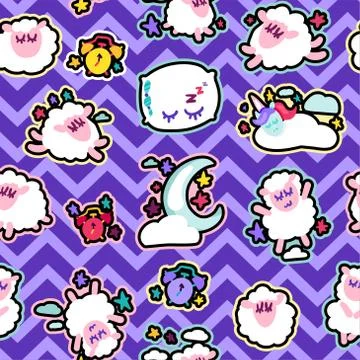 Night rest, bedtime vector seamless pattern Stock Illustration