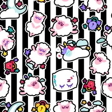 Night rest, bedtime vector seamless pattern Stock Illustration