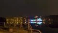 Night restaurant on the riverside. Time lapse shot in motion HD Footage