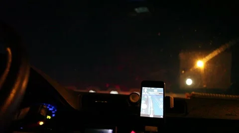A night ride on the freeway in traffic Stock Footage 51834949