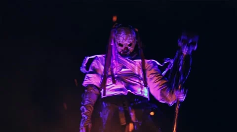 Night ritual fire. Voodoo cult. The human monster. Stockbeeldmateriaal 50286647