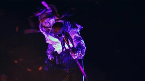 Night ritual fire. Voodoo cult. The human monster. Vidéo 50287075
