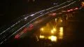 Night river bridge, cars leave traces yellow red light timelapse HD Footage