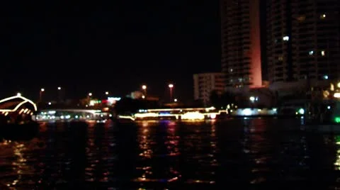 Night river Chao Praya Stock Footage 10560361