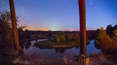 Night at the river Stock Footage 61403322