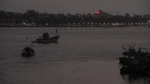 Night river Video stock 76594790