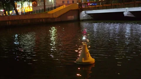 Night river, river within the city Stock Footage 315236102