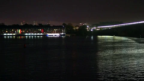 Night river time lapse Video stock 98554125