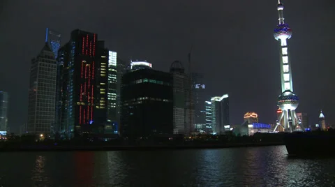 Night river view city centre Stock Footage 37889093