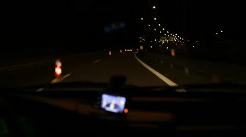 Night road from a car Stock Footage 11880697