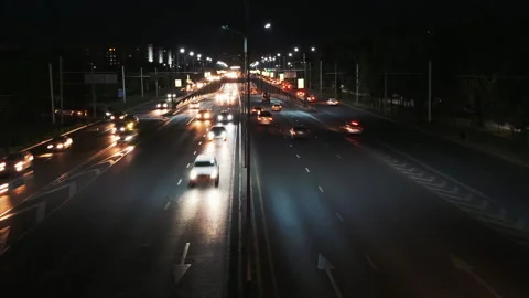 Night road in the city Видео 202593419