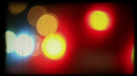 Night road lights background loop retro color film Stock Footage