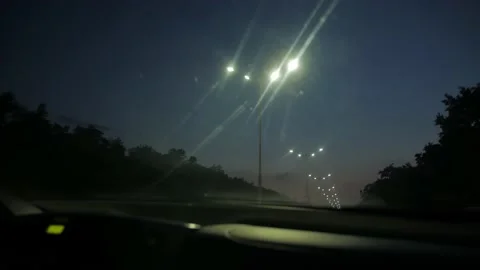 Night Road Lights Stock Footage 138999692