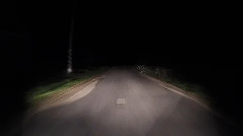 Night road. The road through the forest. 10 Video stock 99235543