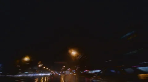 Night Road Time laps out of the car Stock Footage 949231