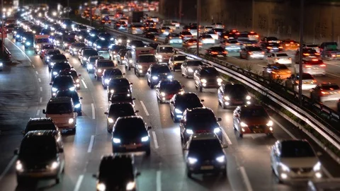 Night Road Traffic Stockbeeldmateriaal 114503886