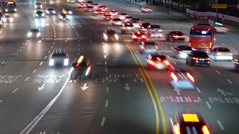 Night Road Traffic Vídeo Stock 114504224