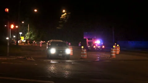 Night road work Stock Footage 40237716